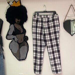 ASOS White Burgundy Plaid Trousers.